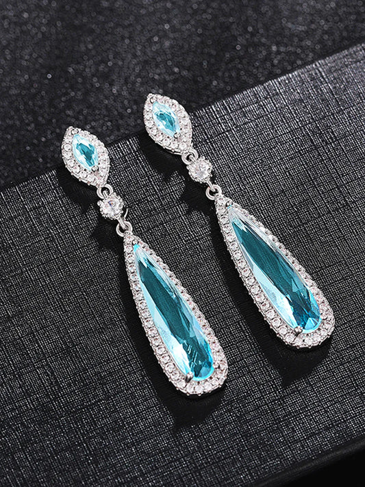 Sleek Teardrop Crystal Drop Earrings