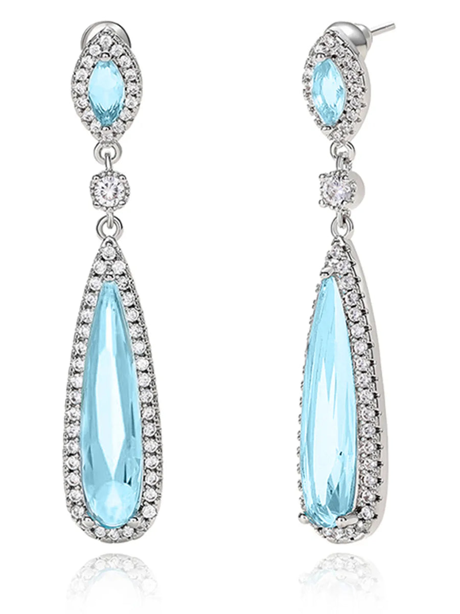 Sleek Teardrop Crystal Drop Earrings