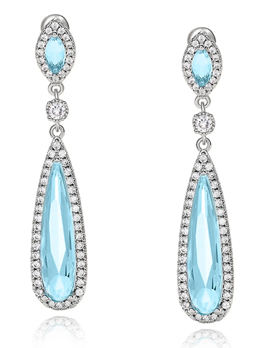 Sleek Teardrop Crystal Drop Earrings