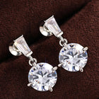 Stately Baguette Round Drops Earrings