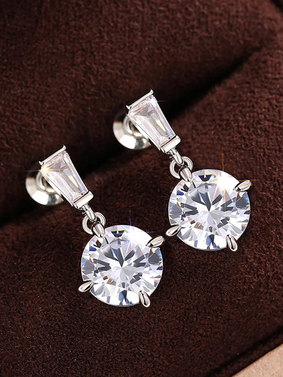 Stately Baguette Round Drops Earrings