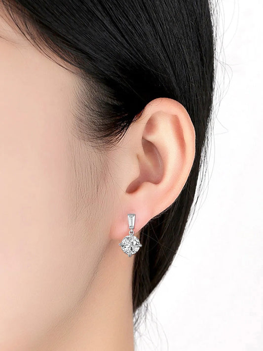 Stately Baguette Round Drops Earrings