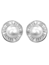 Classic Baguette Pearl Studs Earrings
