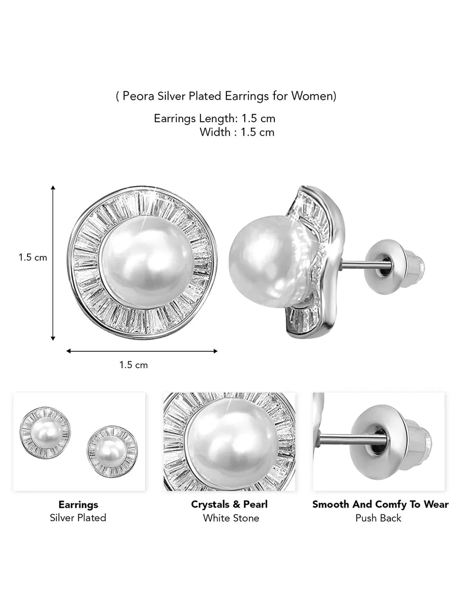Classic Baguette Pearl Studs Earrings