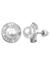Classic Baguette Pearl Studs Earrings
