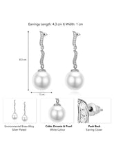 Graceful Curved  CZ & Pearl Earrings