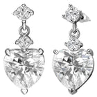Glamorous Heart Drop Crystal Earrings