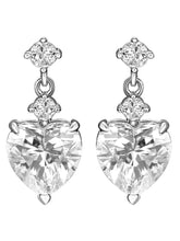 Glamorous Heart Drop Crystal Earrings