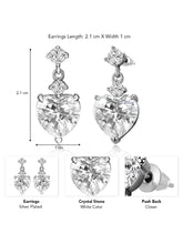 Glamorous Heart Drop Crystal Earrings