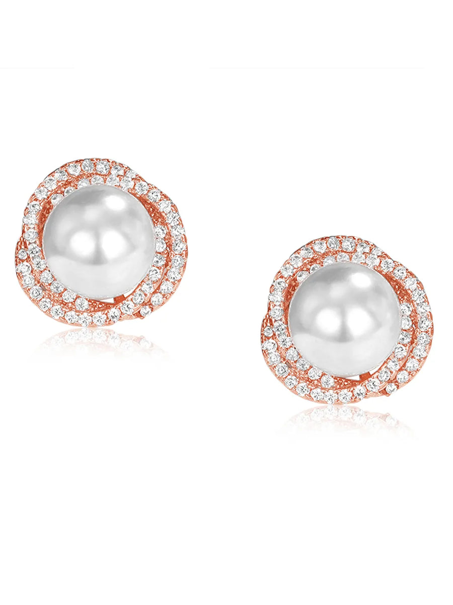 Pearl and CZ Harmony Stud Earrings