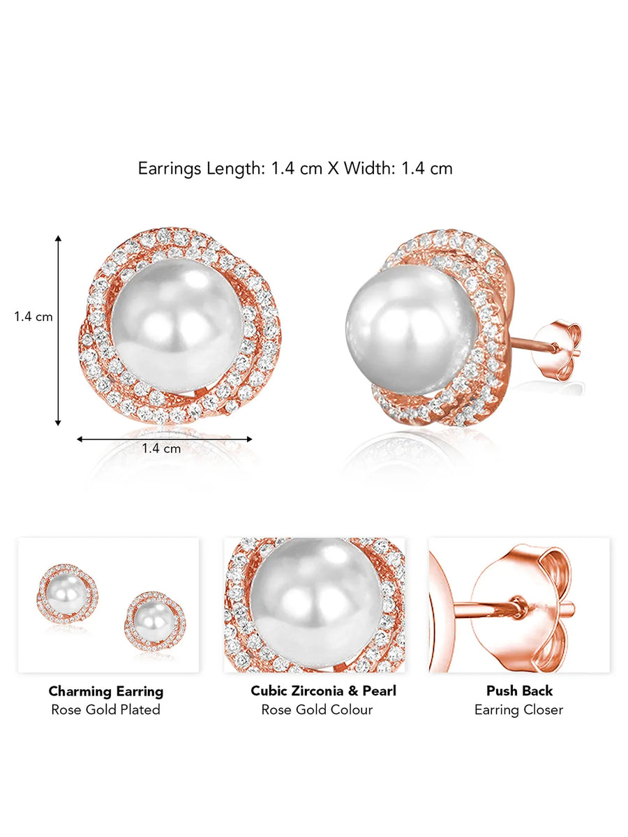 Pearl and CZ Harmony Stud Earrings