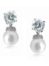 Sleek Crystal and Pearl Drop Earrings