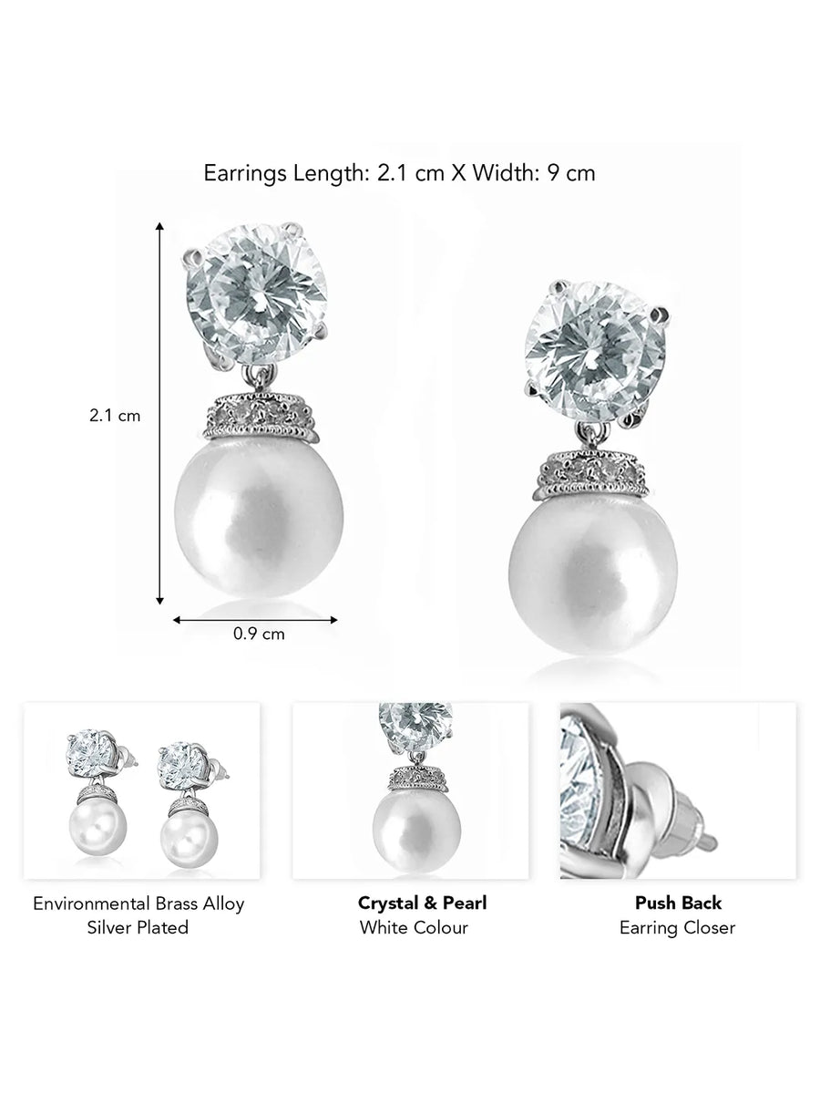 Sleek Crystal and Pearl Drop Earrings