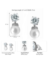 Sleek Crystal and Pearl Drop Earrings