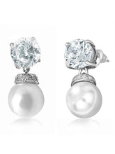 Sleek Crystal and Pearl Drop Earrings