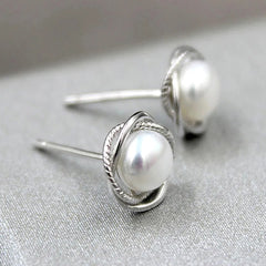 Stylish Wrapped Pearl Stud Earrings