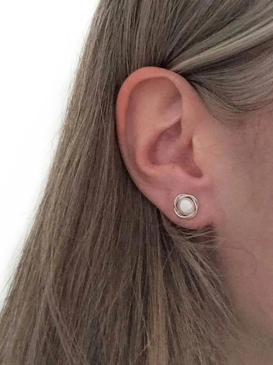 Stylish Wrapped Pearl Stud Earrings