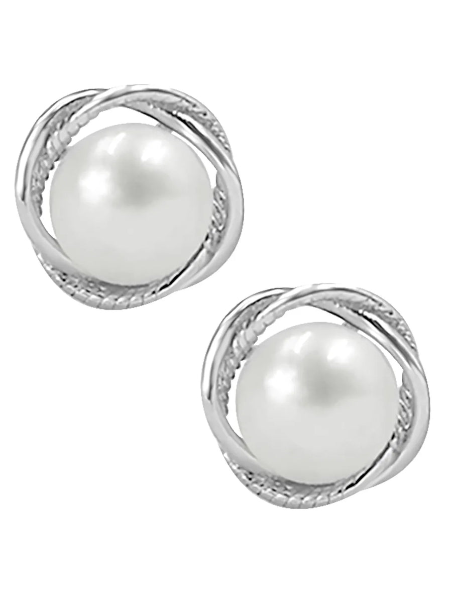 Stylish Wrapped Pearl Stud Earrings