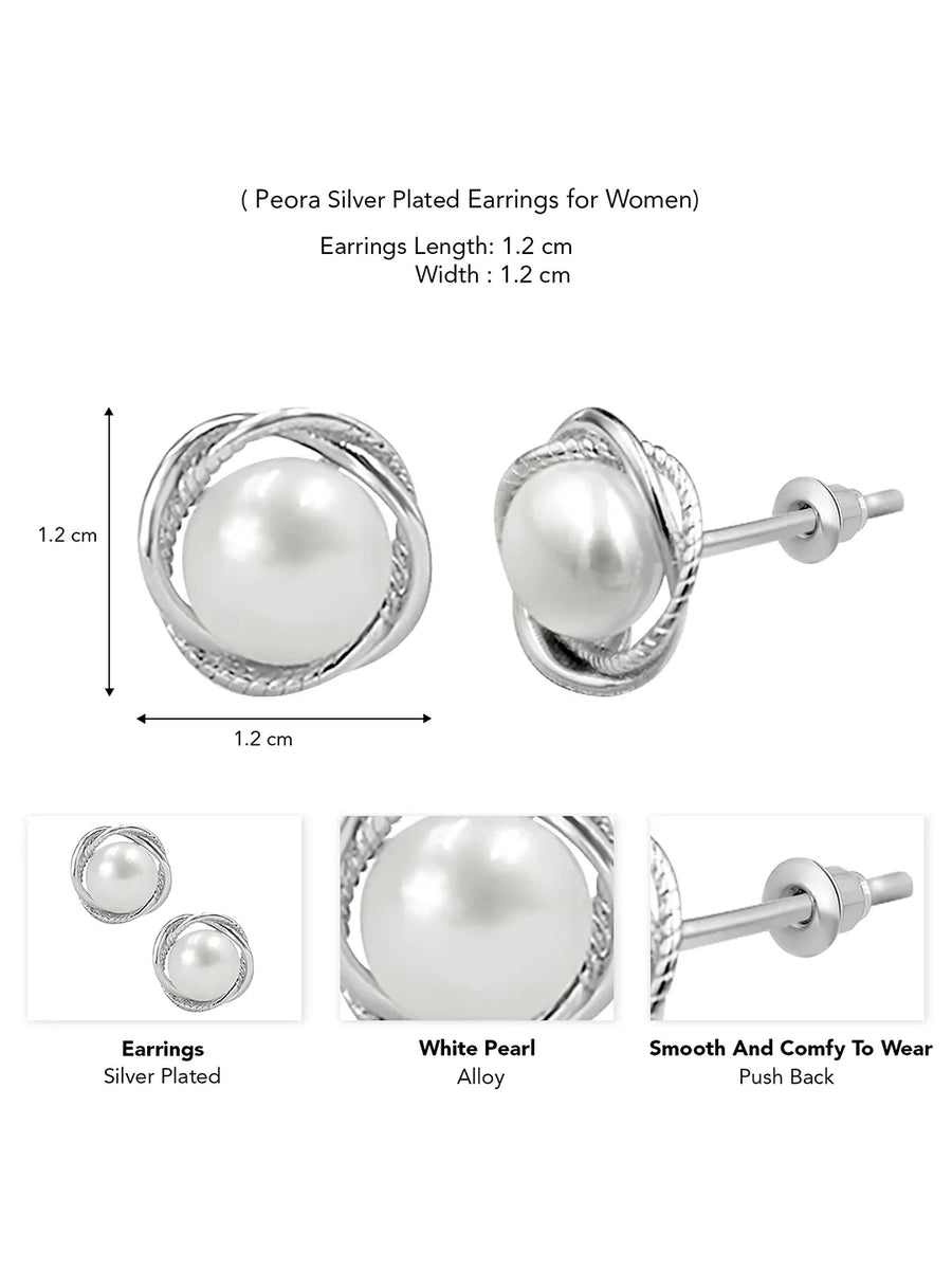Stylish Wrapped Pearl Stud Earrings