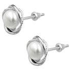 Stylish Wrapped Pearl Stud Earrings