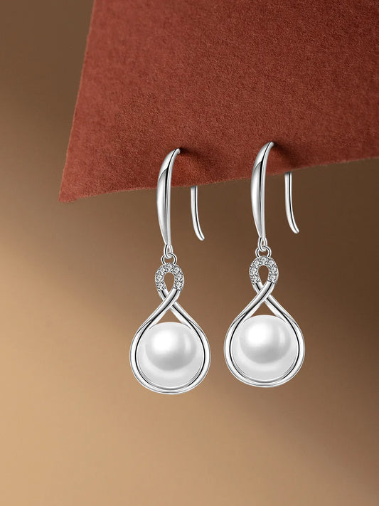 Sparkling CZ Pearl Drop Earrings