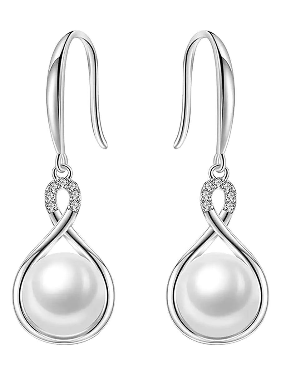 Sparkling CZ Pearl Drop Earrings