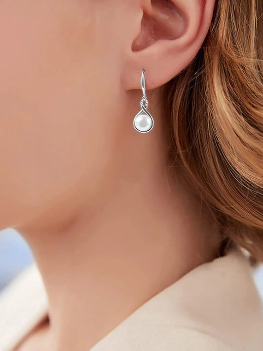 Sparkling CZ Pearl Drop Earrings