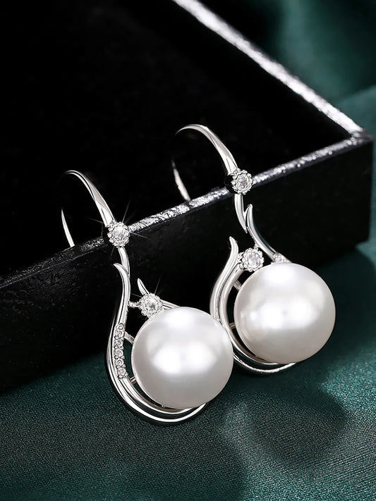 Swirling Elegance Pearl Drop Earrings