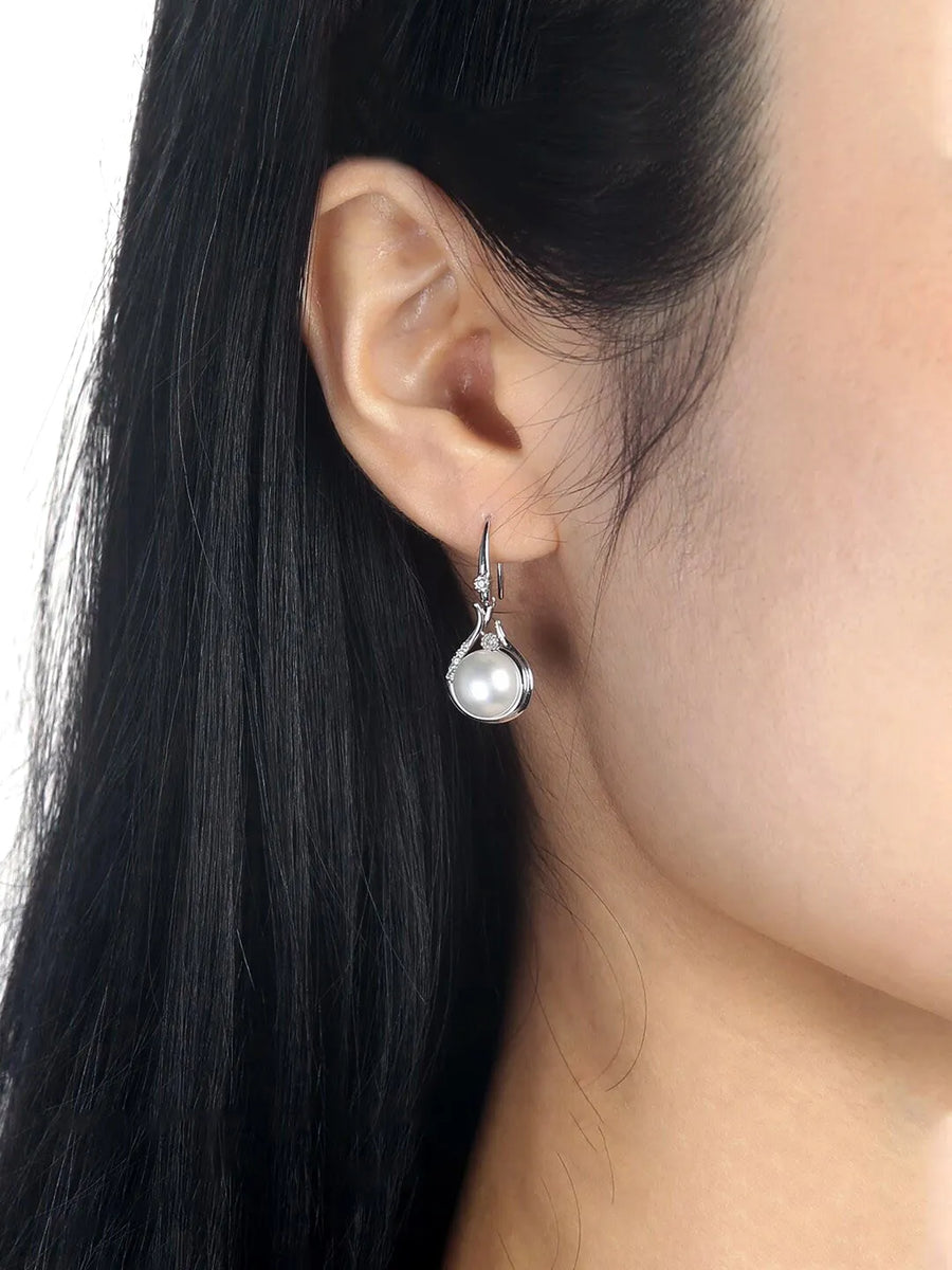 Swirling Elegance Pearl Drop Earrings