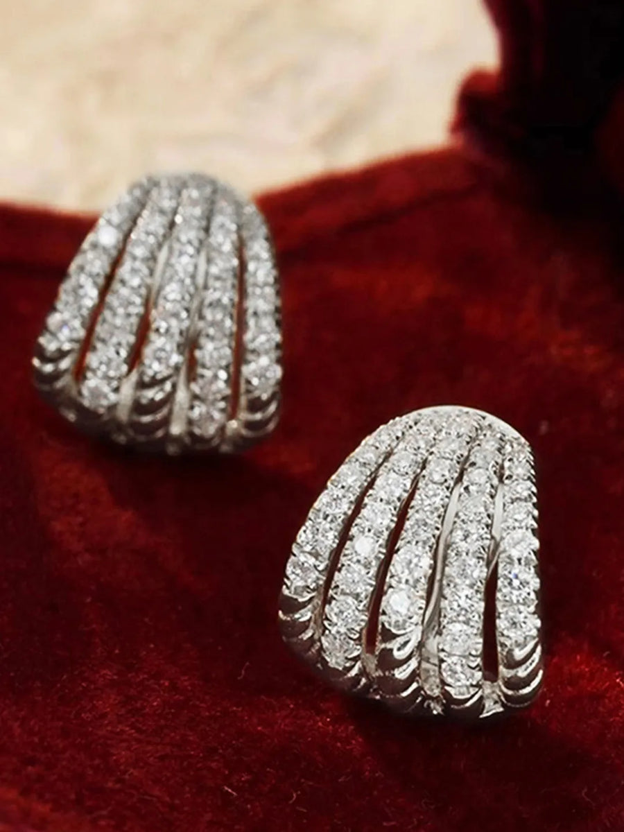 Glamorous Multi Row Crystal Earrings