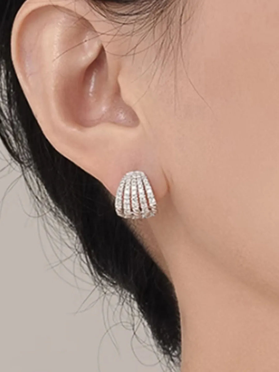 Glamorous Multi Row Crystal Earrings