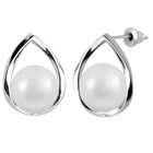Chic Pearl and Swirl Design Earrings