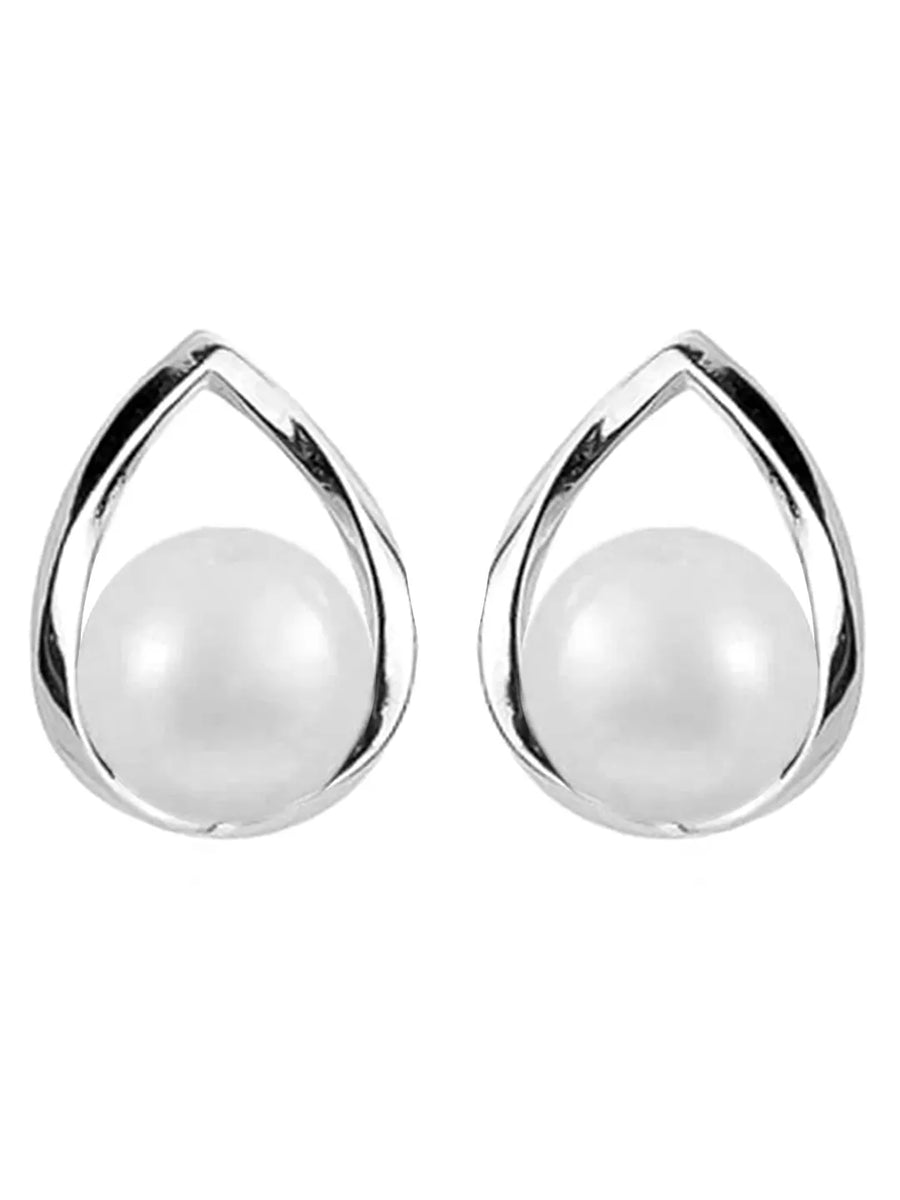 Chic Pearl and Swirl Design Earrings