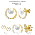 Modern Pearl & Crystal Curve Earrings - Gold
