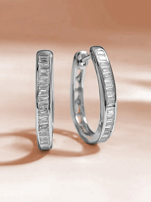 Minimalist Baguette Hoop Earrings