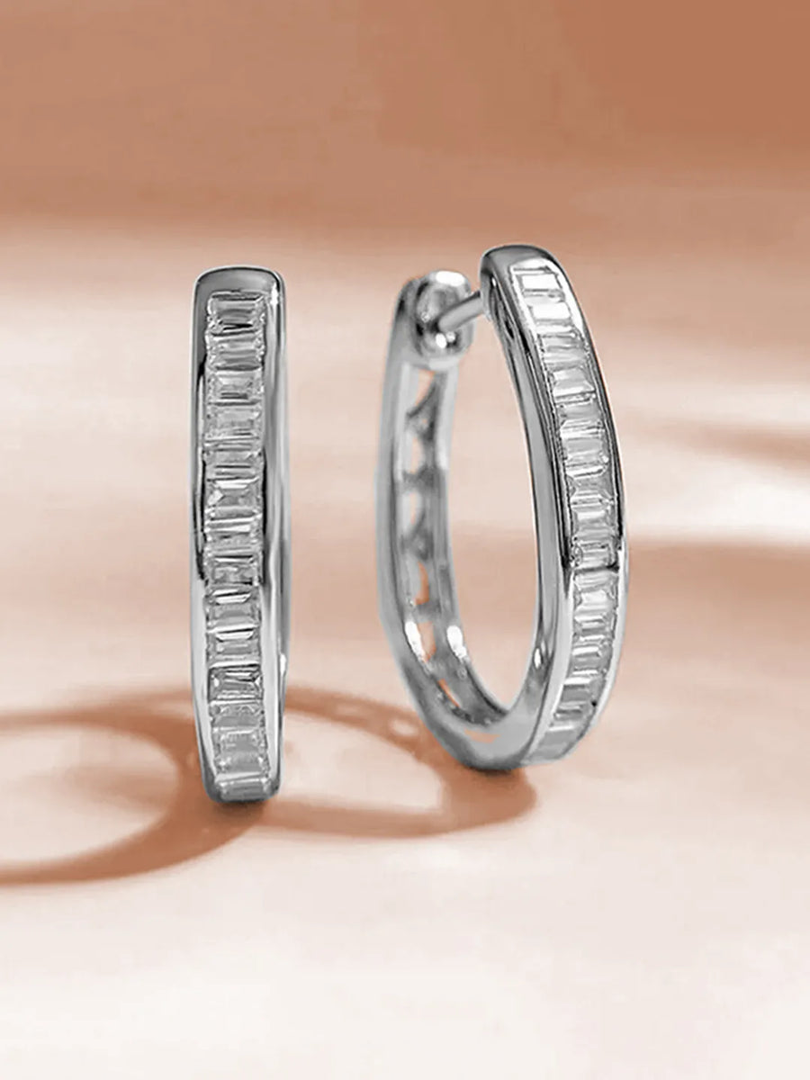 Minimalist Baguette Hoop Earrings