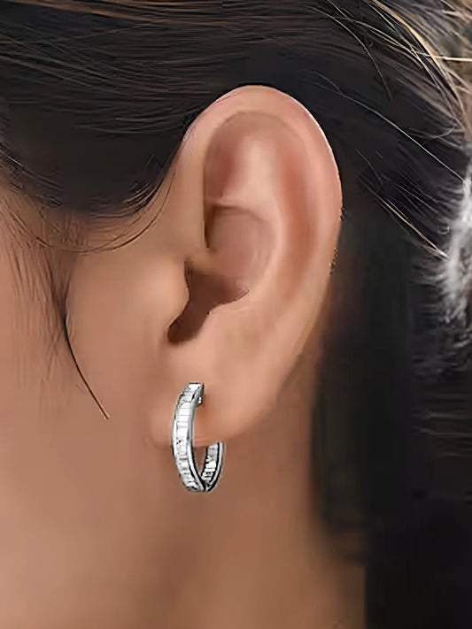 Minimalist Baguette Hoop Earrings