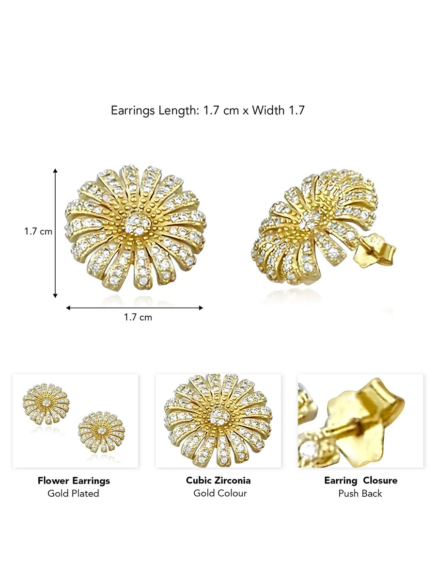 Glamorous CZ Floral Cluster Studs Earrings