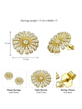 Glamorous CZ Floral Cluster Studs Earrings