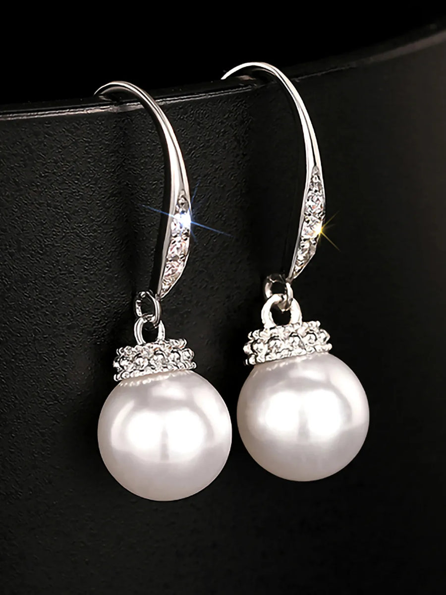 Classic Pearl Earrings with Sparkling