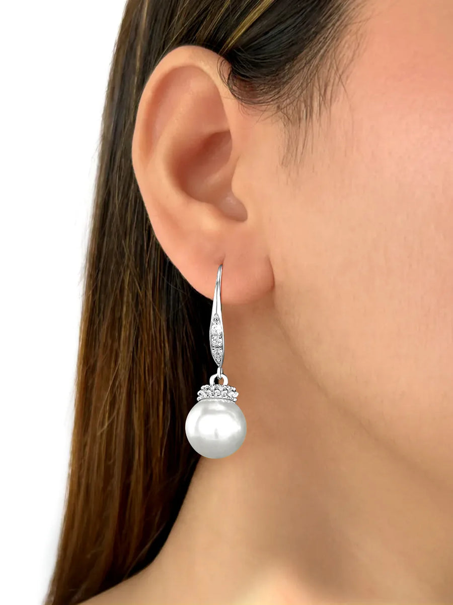 Classic Pearl Earrings with Sparkling