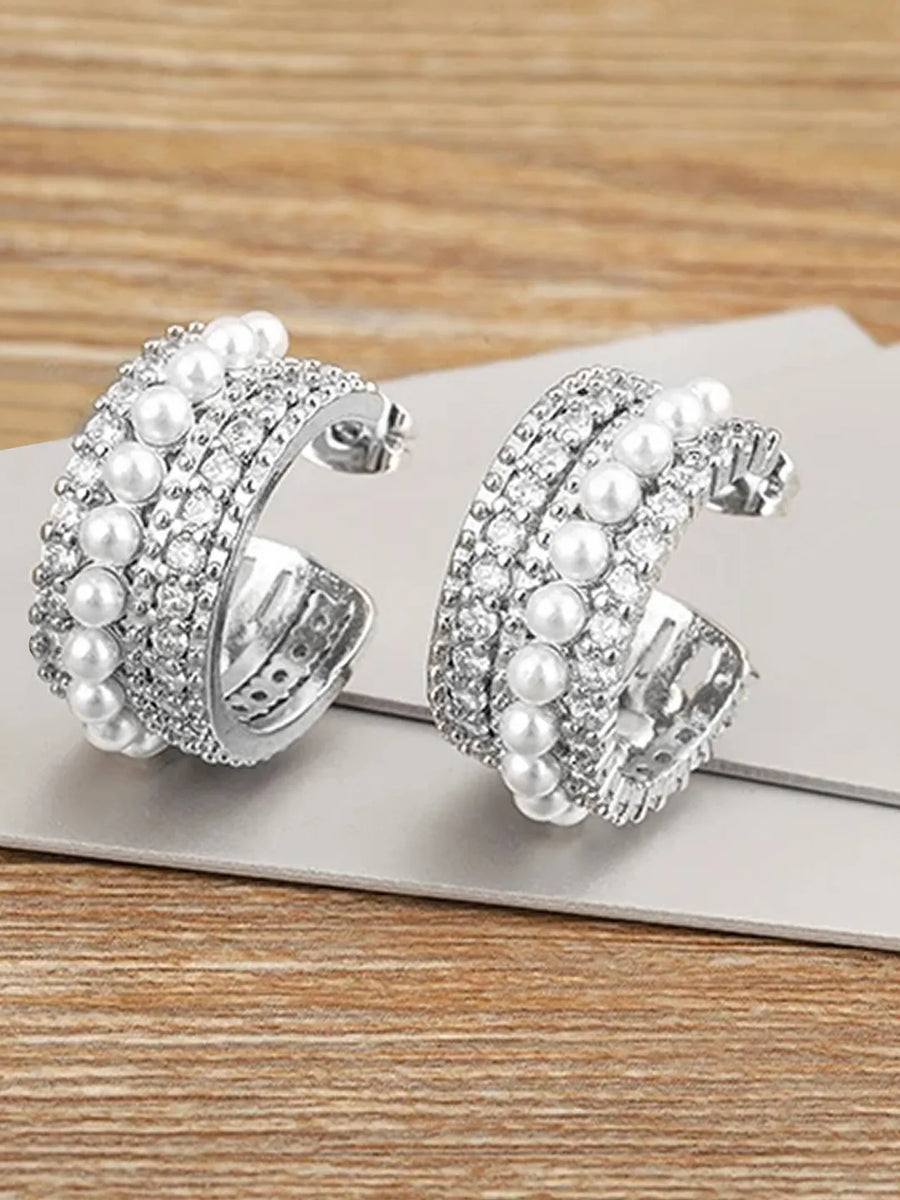 Dazzling Pearl and CZ Layered Ring