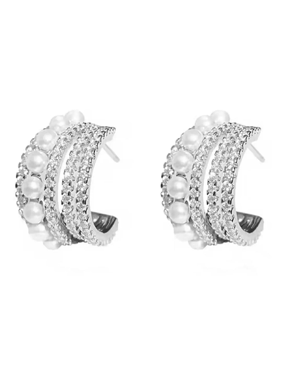 Dazzling Pearl and CZ Layered Ring