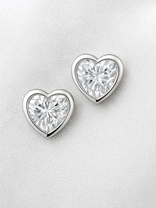 Sleek Heart Shape Crystal Earrings