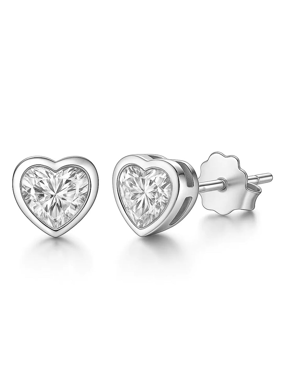 Sleek Heart Shape Crystal Earrings