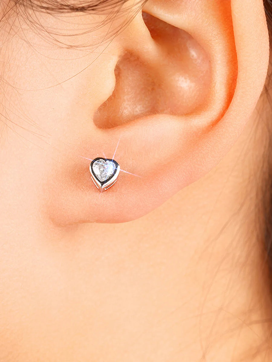 Sleek Heart Shape Crystal Earrings