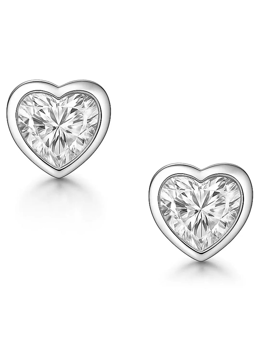 Sleek Heart Shape Crystal Earrings