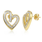 Peora Baguette Stone Heart Shape Earrings