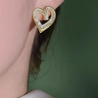 Peora Baguette Stone Heart Shape Earrings