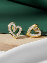 Peora Baguette Stone Heart Shape Earrings